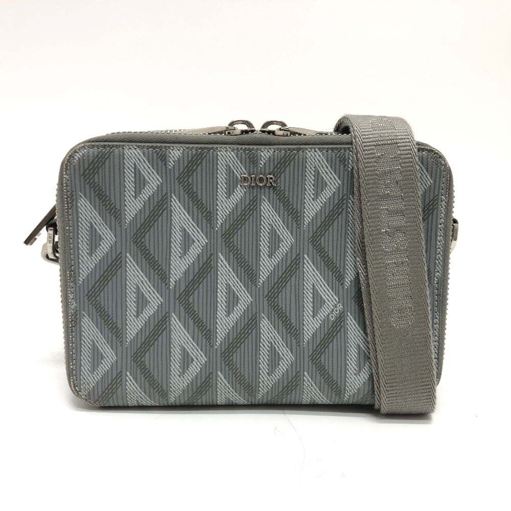 CHRISTIAN DIOR Gray Diamond Leather Pochette Shoulder Bag